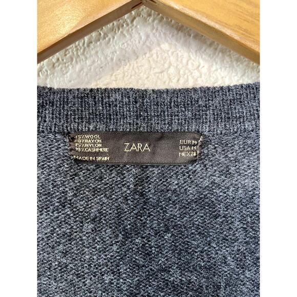 Zara Charcoal Gray U Neck Wool & Cashmere Y2K Style Sweater Mini Dress Medium - Picture 9 of 9